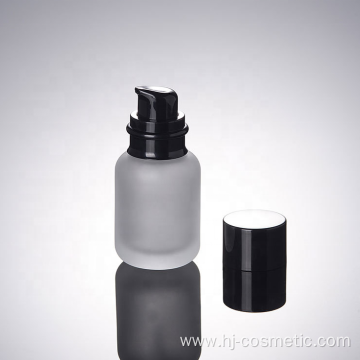 High-grade Cosmetic Frosted glass bottle with black caps, frosted glass bottles/jars